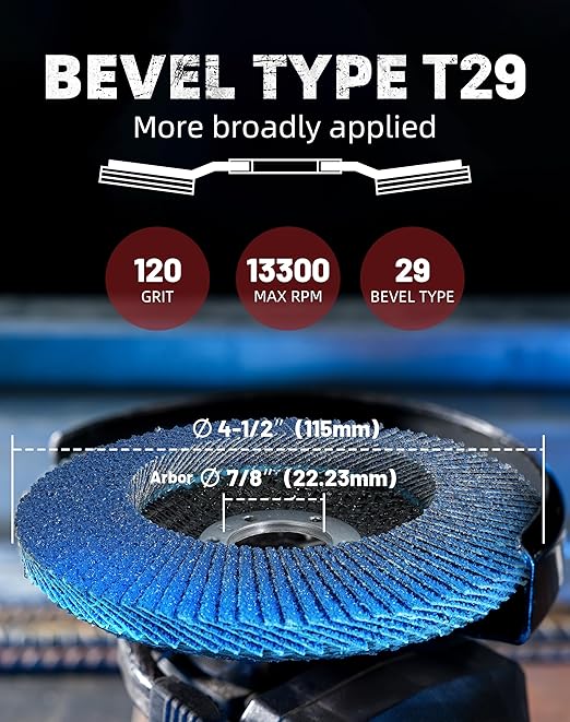 EZARC Flap Discs 60 Grit, 4.5" x 7/8" High Density Jumbo Zirconia Flap Sanding Disc Type 29 for Sanding, Rust Removal, Finishing, Grinding, Deburring (12 Pack)