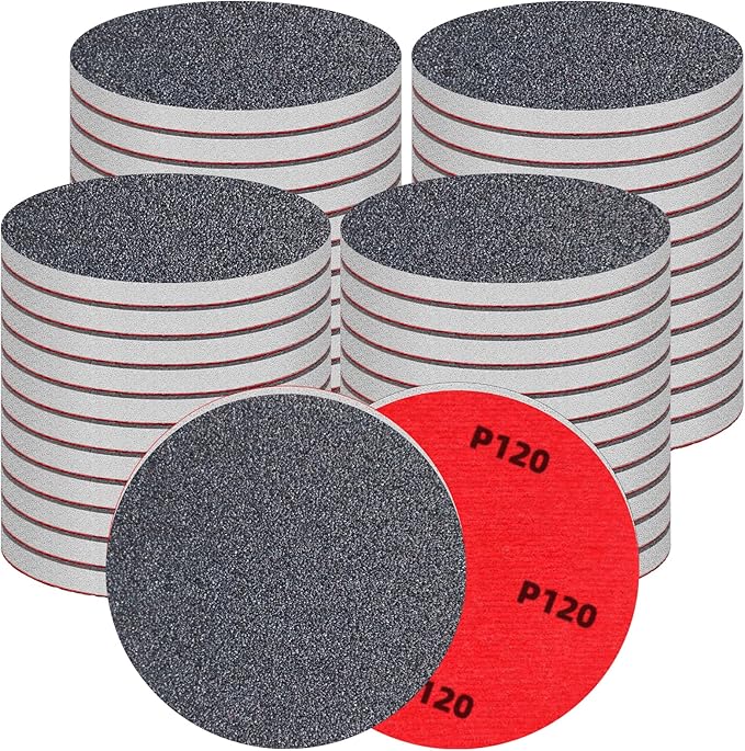 48 Pcs 3 inch Round Sanding Sponge 120 Grit Sandpaper Assortment, Washable & Reusable Foam Sanding Pads for Wood, Metal, Hook and Loop Sanding Discs