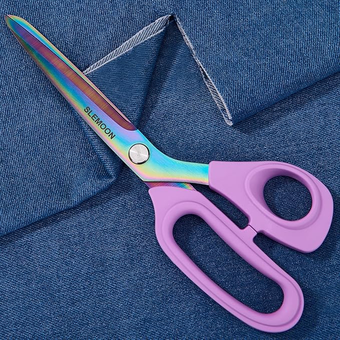 10-Inch Scissors All Purpose - Sharp and Colorful Blades,Fabric, Leather, Craft Scissors with Soft Comfort Grip, Light Purple,Gift Idea for Sewing, Crafting, Office, Home