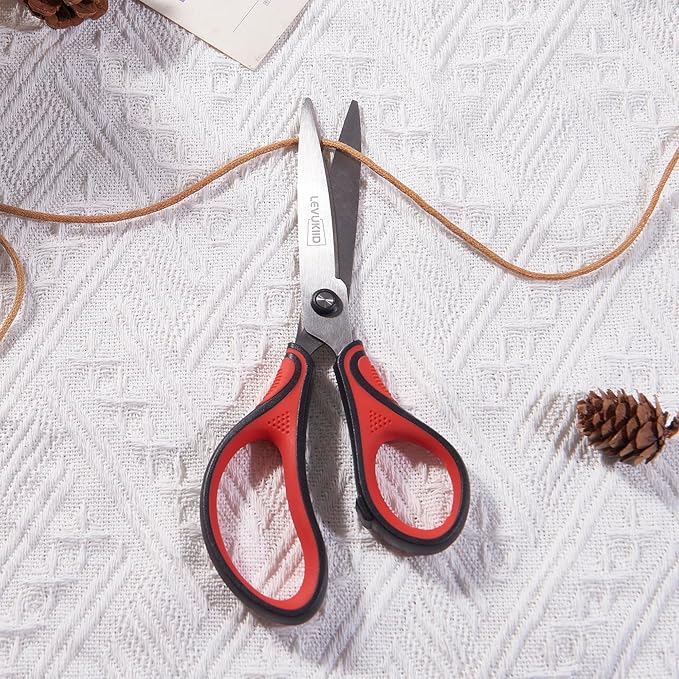 8-Inch All Purpose Scissors 3 Pack, Sharp Pointed Tip & Comfort Grip, Multipurpose Scissors for Adult, Office, Craft, Fabric, Kitchen, School Use