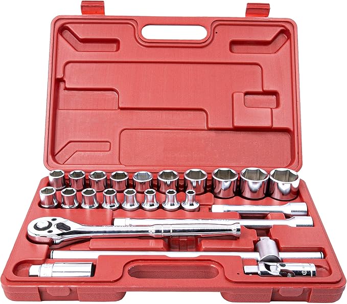 Genius Tools GS-424MA 24 Piece 1/2" Dr. Metric Hand Socket Set