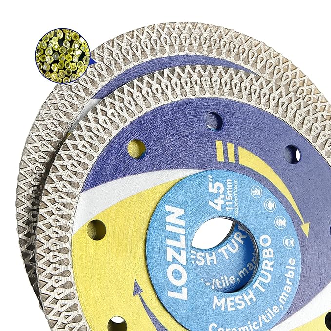 3-Pack 4.5" Diamond Multi-Purpose Saw Blades - Heavy Duty Angle Grinder Discs for Cutting Marble/Quartz/Stone/Tile/Metal/Plastic (Blue Rippled, 3)