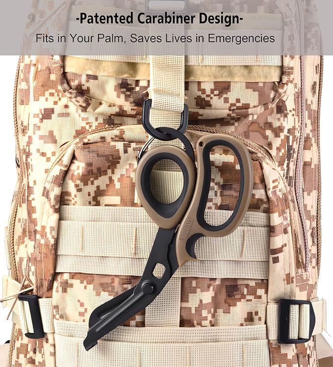 MEUUT 2 Pack Medical Scissors Trauma Shears with Carabiner design, 7.5" Fluoride Coated Non-stick Blades Bandage Scissor for Nurses, EMT, Household, outdoors
