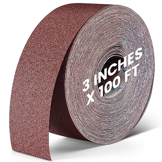 80 Grit Abrasive Sandpaper Roll 3''x100 ft Long Emery Cloth Sand Paper Roll Aluminum Oxide Sanding Belt for Drum Sander Sandpaper Continuous Wood Furniture Wet and Dry Sanding