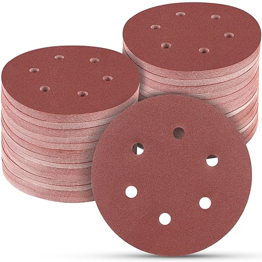 100 PCS 6 Inch Sanding Discs 100 Grit, 6 Hole Hook and Loop Sandpaper, Round Orbital Sand Paper Discs for Sander