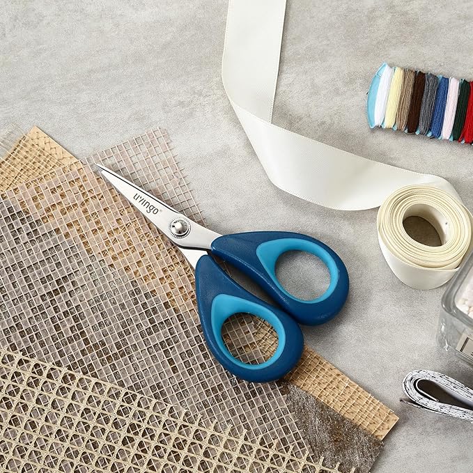LIVINGO Fabric Sewing Scissors Set All Purpose - Heavy Duty Tailor Shears with Small Embroidery Thread Snips Sewing Kit for Home Crafting Cutting, 9.5" & 5" & 4.5", Blue Comfortable Handles
