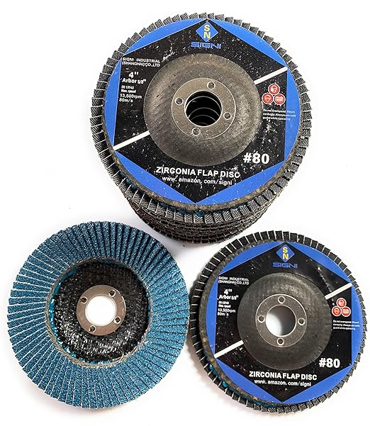 Upgrade Your Grinding Experience with SIGNI 4" x 5/8" Premium Zirconia Flap Discs T27 10-Pack (Grit 80#) for Metal Grinding