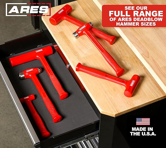 ARES Master Piston Ring Compressor Kit and 32oz Slim Line Deadblow Hammer ??Heavy Duty Stamped Steel Construction for Strong and Secure Band Compression ??Heavy Head Delivers Powerful Striking Force