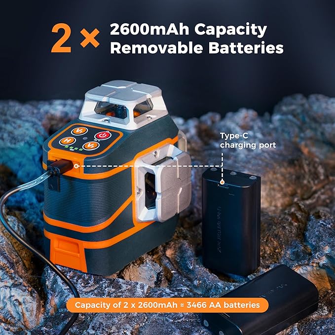 CIGMAN Laser Level CM-801 Laser Level Self Leveling 3x360째3D Green Cross Line for Decoration and Picture Hanging with Two Rechargeable Batteries, Remote Controller and Magnetic L-Shaped Bracket