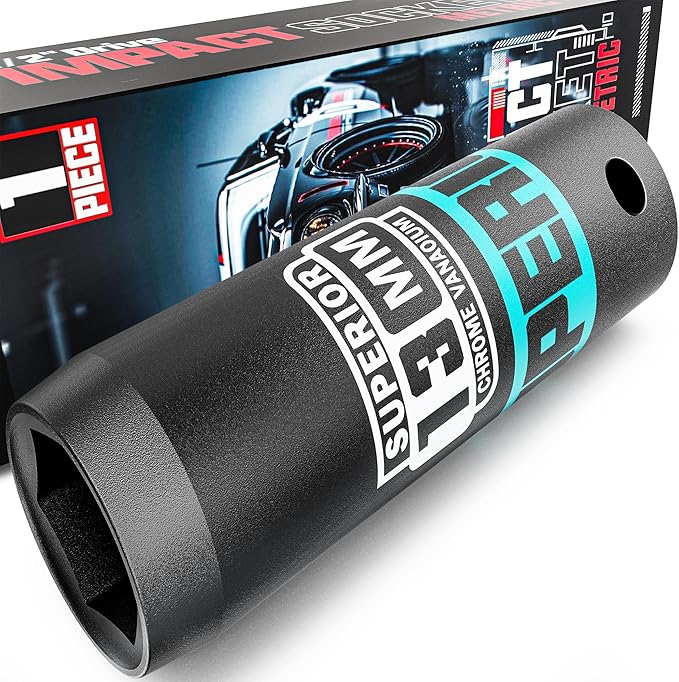 1/2" Drive Impact Socket, 13 mm Deep Socket, Metric, 6 Point, CR-V, for Automotive Maintaince, Mechanical Equipment Maintaince