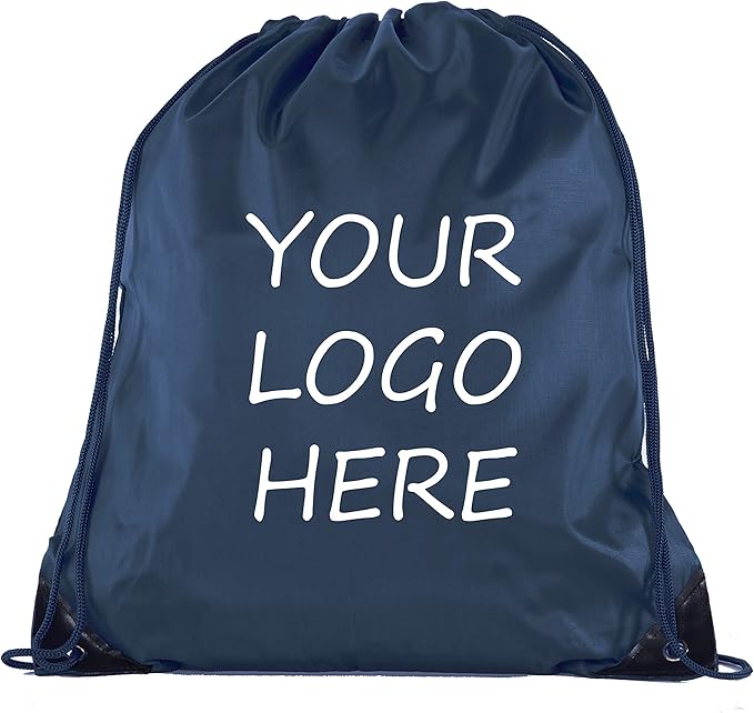 Mato & Hash Custom Bags With Your Logo | 100PK Promotional Drawstring Backpack - 100PK Navy CE2500