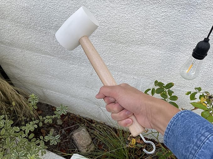Sandbaggy Rubber Mallet | 20 oz Industrial Grade | For Applications Like Construction & Landscaping | Made of Solid Oak | Comfortable for All Day Use | Includes Tent Peg Remover (Pack of 30, White)