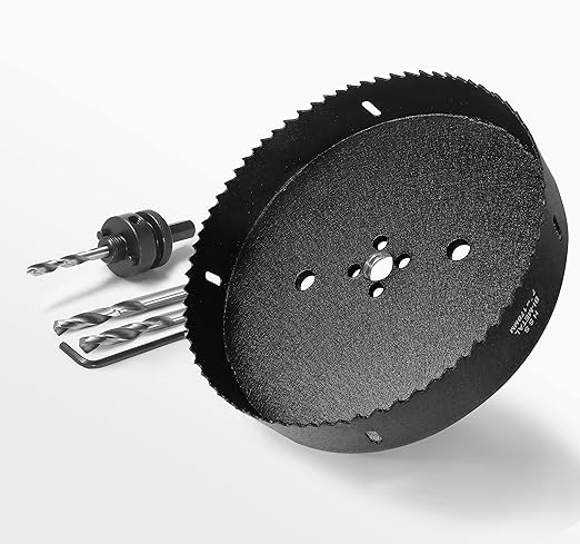7 Inch Hole Saw with 1/2" Hex Shank Quick Change Arbor, JTemgle Bi-Metal Hole Saw Heavy Duty Hole Cutting Tool for Cornhole Boards, Recessed Lights, Wood, Plastic, Drywall & Soft Metal