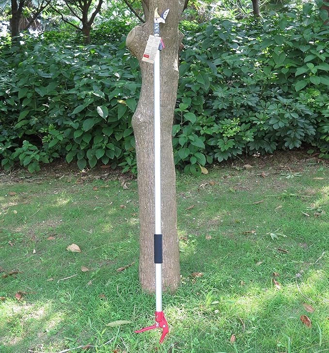 6-10 Foot Tree Pruner 2 Sections Extendable 4 Nodes Adjustable, Cut and Hold Pruning Trimmer, Long Reach Pole Saw, Telescoping Fruit Picker, Branches Bypass Lopper With Hook