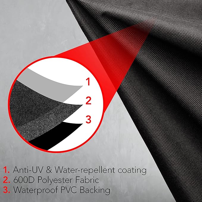 Heavy Duty BBQ Grill Cover for Outdoor Grill, 58 Inch ??Waterproof, Weather Resistant, UV & Fade Resistant with Adjustable Straps ??Gas Grill Cover for Weber, Genesis, Charbroil, etc. Black