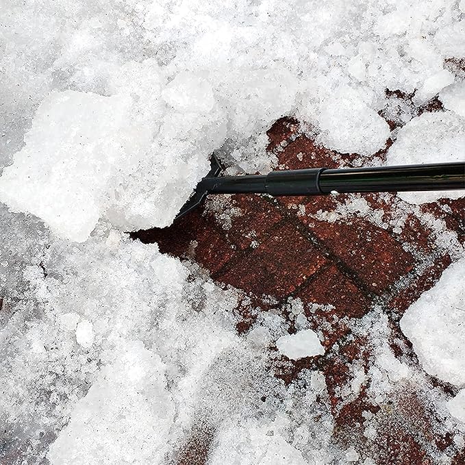 Heavy-Duty Long Handle Ice Scraper & Chopper - Steel Flat Head Shovel Floor Scraper for Gardens, Driveways & Sidewalks