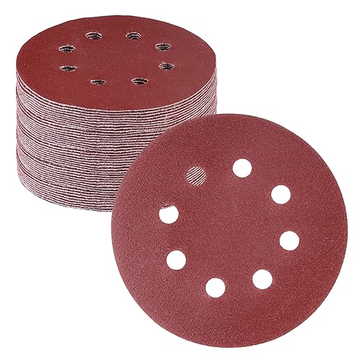 WORKPRO 50-Piece 220 Grit Sanding Discs - 5-Inch 8-Hole Hook and Loop Sandpaper for Random Orbital Sander (Not for Oscillating Tools or Mouse Sander)