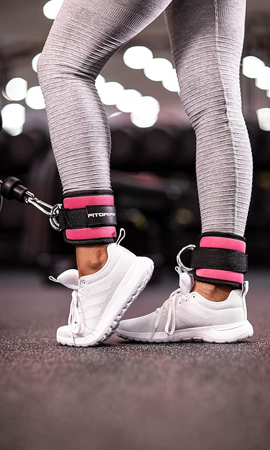 Fitgriff짰 Ankle Straps V1 for Cable Machine (2 Pieces) - Gym Workout Equipment - Leg Pulley Attachment, Kickback Straps