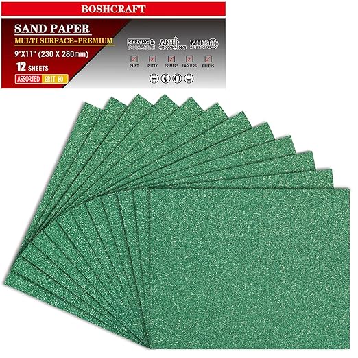 80 Grit Sandpaper, Sandpaper Assortment Sandpaper for Wood Metal Furniture Hand Sander Sand Paper Set Sandpaper Sheets Cut for Use 9" x 11"/12 Sheets