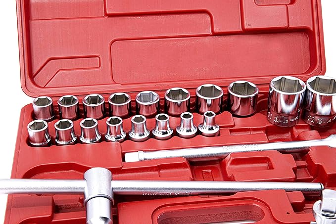 Genius Tools GS-424MA 24 Piece 1/2" Dr. Metric Hand Socket Set