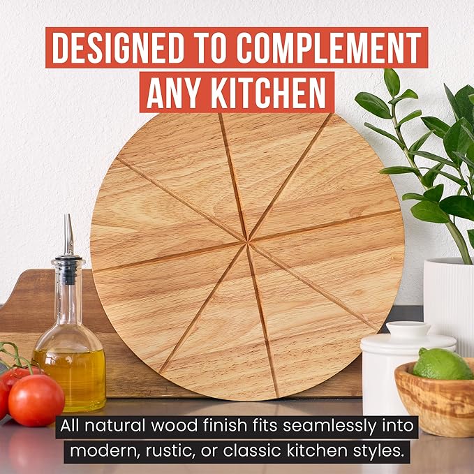 Chef Pomodoro 14" Pizza Cutter Rocker Blade and Pizza Cutting Board Set ??Premium Stainless Steel Pizza Slicer with Wooden Pizza Serving Board ??Pizza Wooden Board with Pizza Cutting Guide