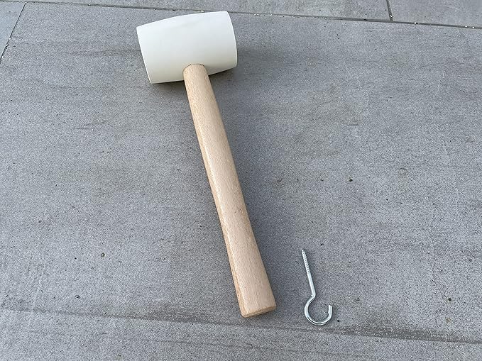 Sandbaggy Rubber Mallet | 20 oz Industrial Grade | For Applications Like Construction & Landscaping | Made of Solid Oak | Comfortable for All Day Use | Includes Tent Peg Remover (Pack of 6, White)