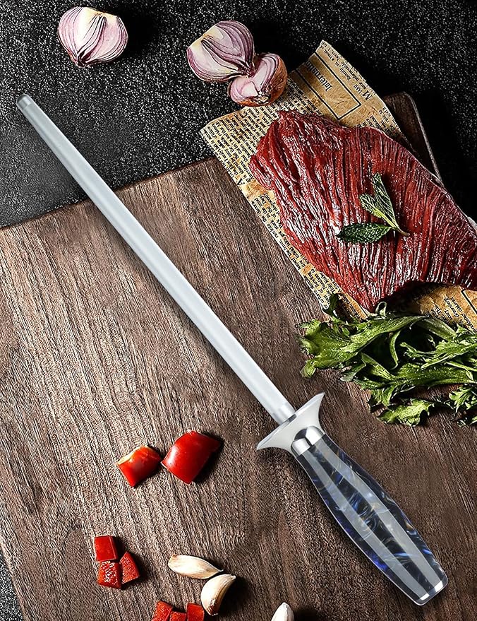 Honing Rod, Sharpening Steel for Kitchen Knives ??9" Honing Steel ??Resin Handle ??XUAN Series (Starry Black)