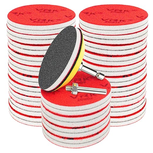 36 Pcs 3 Inch Hook & Loop Sanding Sponge Discs,180 to 3000 Grits Wet Dry Sanding Attachment with 1/4??Round and Hex Shanks for Drill Sanding Grinder Rotary Tools Curved Surface Polishing