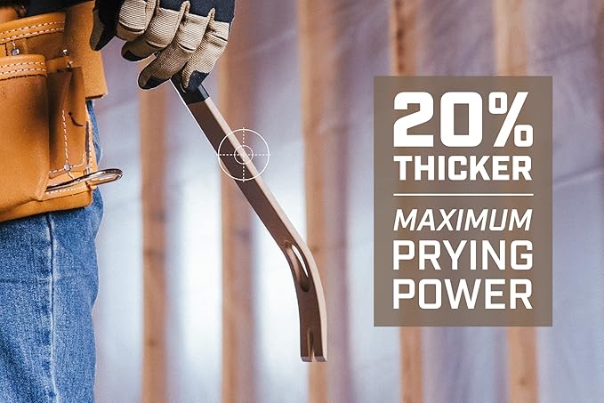 Spec Ops Tools 21" Flat Pry Bar Crowbar, Curved Rocker Head, Teardrop Nail Puller, High-Carbon Steel, 3% Donated to Veterans (SPEC-D21BAR)