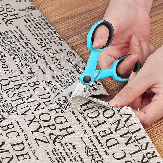 5??Detail Scissors, Embroidery Scissors with Sharp Stainless Steel Blade and Soft Handles, Great for Sewing, Craft, Office and School, 3 Pcs, Blue/Black