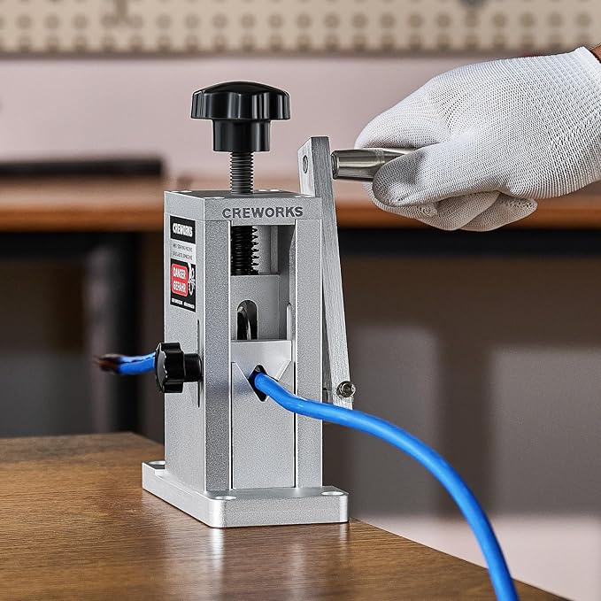 Manual Wire Stripper Machine with Adjustable Feed Hole, Portable Cable Wire Stripping Machine for 0.06"-0.09" Scrap Copper Wire Recycling, Copper Wire Stripper for Drill without Replacing Hole Plates