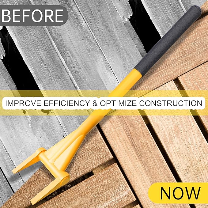Upgrade ZOOKASEA Pallet Buster 28" with Handle, Heavy Duty Deck Board Removal Tool,Non-Slip Pry Bar Breaker for Flooring, Framing, Roofing and Construction, Yellow
