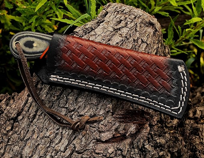 Handmade Stainless Steel Lineman’s Hawkbill knife with Leather sheath, Heavy Duty Utility Knife blade Electrician Wire Skinning knife for professional.