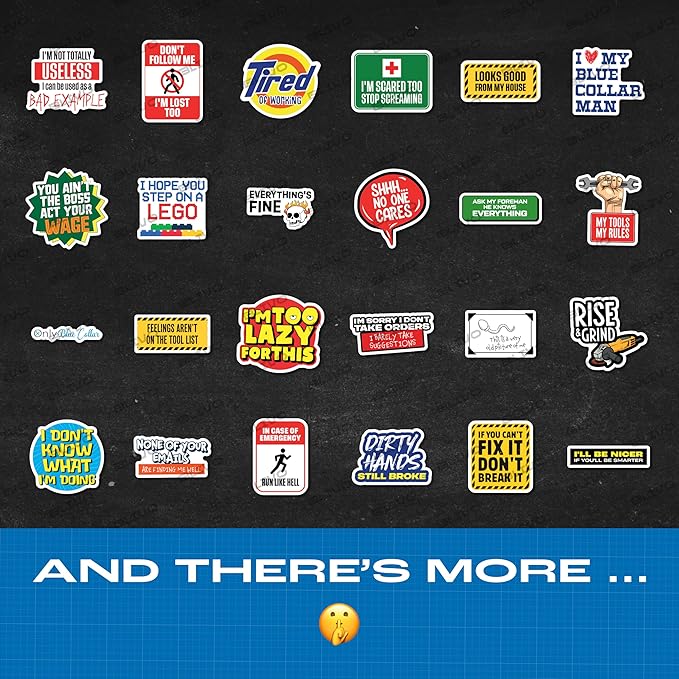 200 PCS Hard Hat Stickers for Adults (No Duplicates) Sarcastic, Meme, & Funny Stickers for Water Bottles, Toolbox, Helmet, & Hard Hat Accessories ??Ideal for All Blue Collar Workers