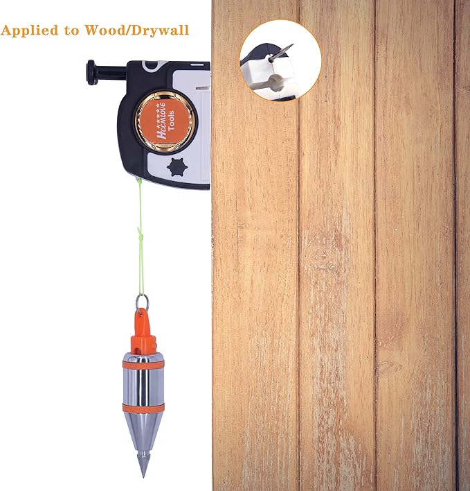 2 PCS Plumb Bob Magnetic - 10.7 oz(305g) Plumb Rite With 14.5 ft(4.5m) String,Sharpener,2 Pencils,Line Reel Used in Construction Can Automatically Stretch the Line and Quickly Stabilize the Plumb Bobs