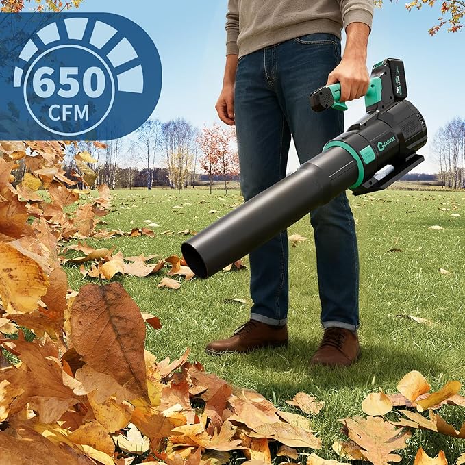 Brushless Cordless Leaf Blower - 650CFM & 200MPH, Electric Leaf Blower w/4.0Ah Battery, 20V Blowers Cordless, Lightweight Battery Blowers for Lawn, Patio, Yard, Garden, Outdoor