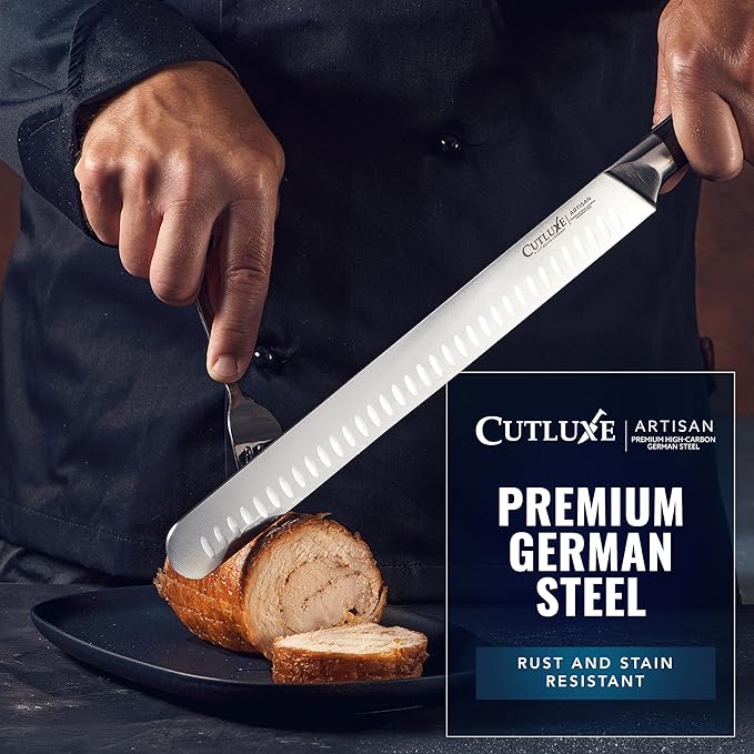 Cutluxe Carving Knife Set for BBQ & Brisket ??Razor Sharp German Steel Slicing and Boning Knife for Meat Cutting, Full Tang & Ergonomic Handle, Grilling Gifts for Men ??Artisan Series