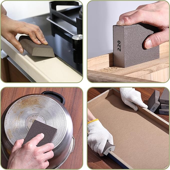 Bates- Sanding Sponge, 8 pcs, 220 Grit, Washable and Reusable, Sandpaper Block, Sanding Blocks for Wood, Sanding Pad, Drywall Sanding Block, Drywall Sanding Sponge