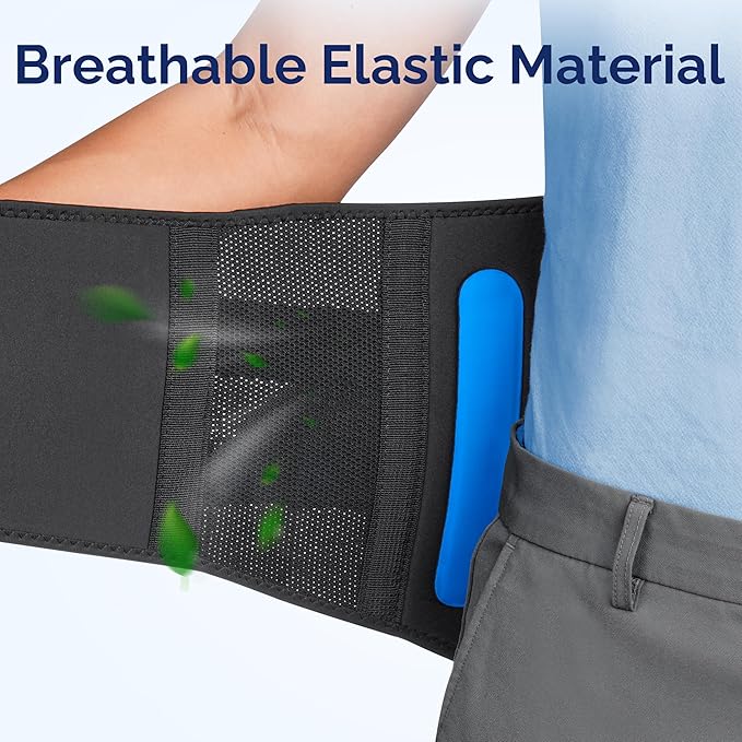 FEATOL Lower Back Brace with 5 Reinforced Stays for Women and Men, Adjustable Snug-Fit Lumbar Support Belt for Work, Size 4XL, Waist 53.1"-57.5"