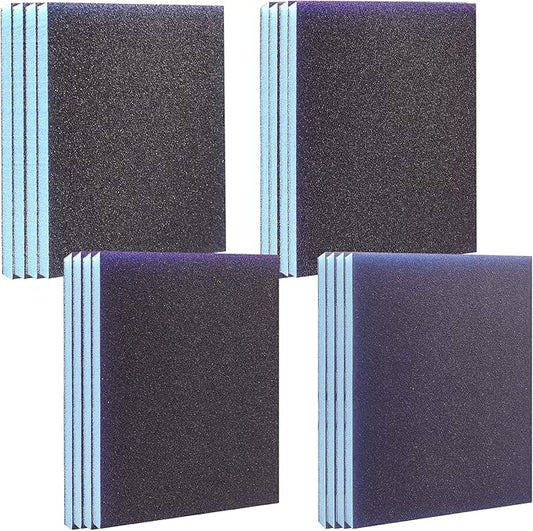 16Pcs 60/100/120/220 Grit Sanding Sponge, Jamiikury Wet Dry Sanding Blocks Washable and Reusable Sandpaper Sponge for Wood Metal FurniturePaint and Drywall (Coarse, Medium, Fine