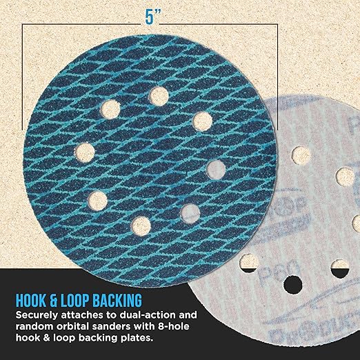 Premium 5" Rhombus Diamond Shape Blue Sanding Discs, 8-Hole, 70 Disc Variety Pack, Grits 60, 80, 120, 150, 180, 220, 320, 400 - Hook & Loop Sandpaper, Random Orbital Sanders, Metal Wood