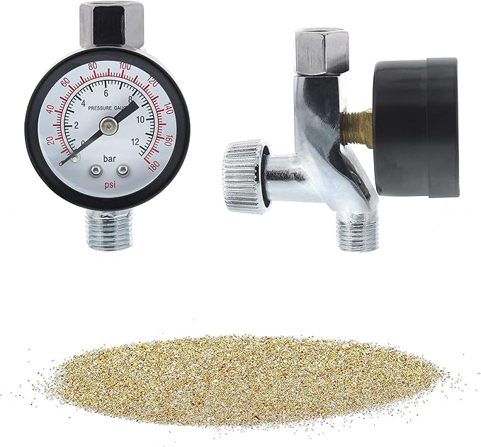 TCP Global Gravity Feed Sand Blaster Gun Kit - Portable Air Compressor Sandblaster, 2 Ceramic Nozzles & Regulator - Abrasive Media & Soda Blaster - Rust, Metal, Wood & Paint Removal