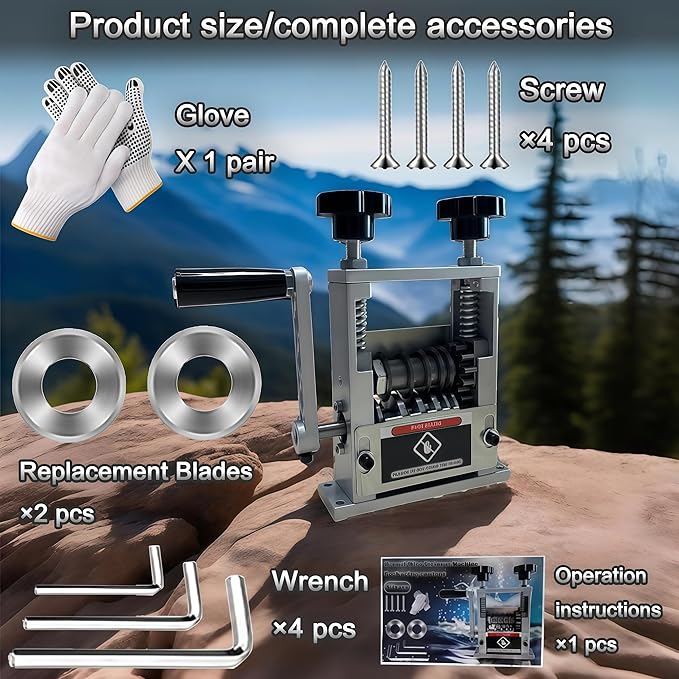 Manual Wire Stripper Machine,Drill Powered Hand Crank Wire Stripper Tool With 6 Channels and 5 Blades,Wire Stripping Tool for 0.06"-0.65" Scrap Wire,Scrapping Copper Wire Peeler Machine (Silvery)