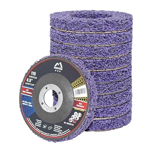 Merryland Strip Disc 4.5 inch Paint Rust Remover Disc for Angle Grinder, 4.5inch Purple Strip Wheel 10 Pack, Stripping Wheel Stripper Wheel INOX Stainless Steel Iron Universal, Bravo-Line SB207114-10