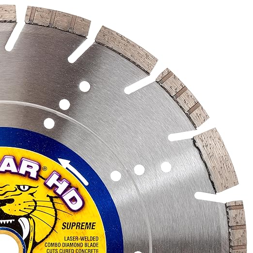 Cougar HD 12 Inch Concrete Diamond Blade, Supreme Heavy-Duty Segmented Blade, Dry/Wet Combo Cutting Reinforced Concrete, Asphalt, Stone 1"-20mm Arbor