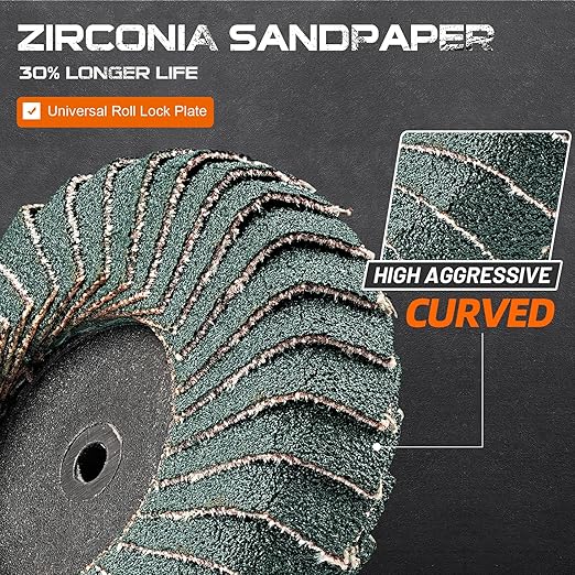 10PCS 40 Grit Curved Flap Disc 2 Inch Roll Lock Quick Change Sanding Discs 1pcs 1/4" Holder Surface Grinding Disc for Die Grinder Metal Surface Grind Burr Finish Weld Rust Paint Removal