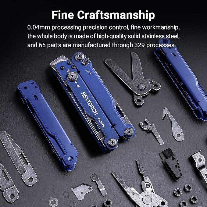 NEXTORCH PIONEER MT20 14-IN-1 Multi-tools Full-Size,Multi-tool Set with Scissors Needle Nose Pliers Pocket Clip Multi-tool for DIY Home Outdoors Everyday Carry Men Gift Color (BLUE with Glass Breaker)