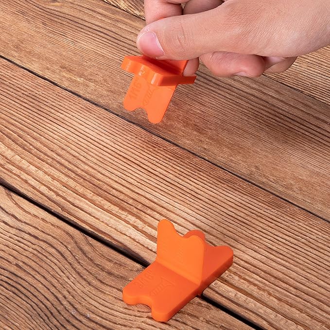 8 Pcs ABS Deck Spacer Tool,4 Thicknesses Deck Board Spacers(1/16", 1/8", 3/16", 1/4"),Orange Deck Spacers Assorted for Pressure Treated Composite Decking