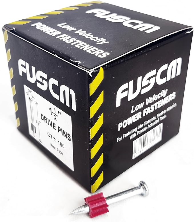 1-1/2" Powder Actuated Fasteners,.300 Head Diameter Drive Pin with red Flute, P150, 100pcs/pack