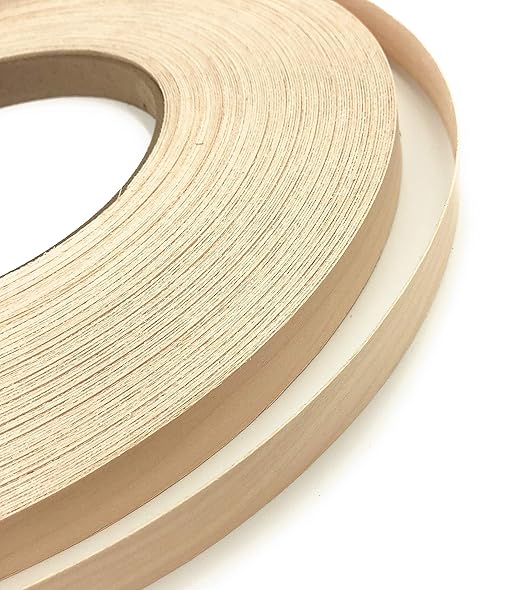 Edge Supply Birch Pre-Finished 5/8 in x 25 ft Roll with a Clear Lacquer UV Finish ??Pre-Glued Iron On Real Wood Veneer Edging ??Edge Banding Tape with Hot Melt Adhesive, Ideal for Furniture & DIY.